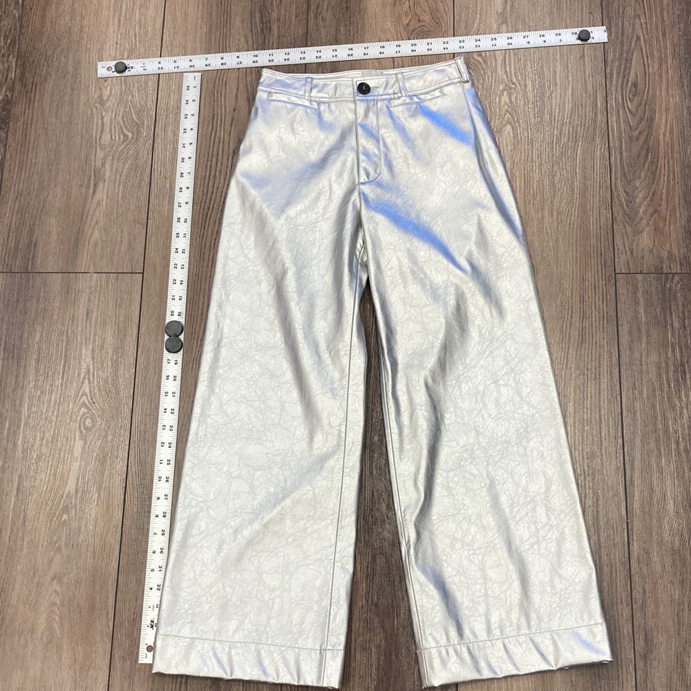 Maeve, wide, party, vacation, casual, Metallic, Silver, Pants, formal, wedding